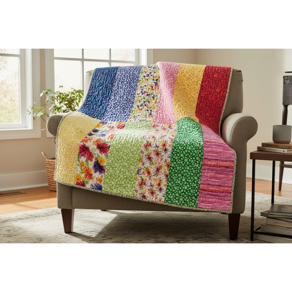 Handmade Patchwork Floral Quilt Multicolor 40x40 Vintage Reversible Lap Blanket